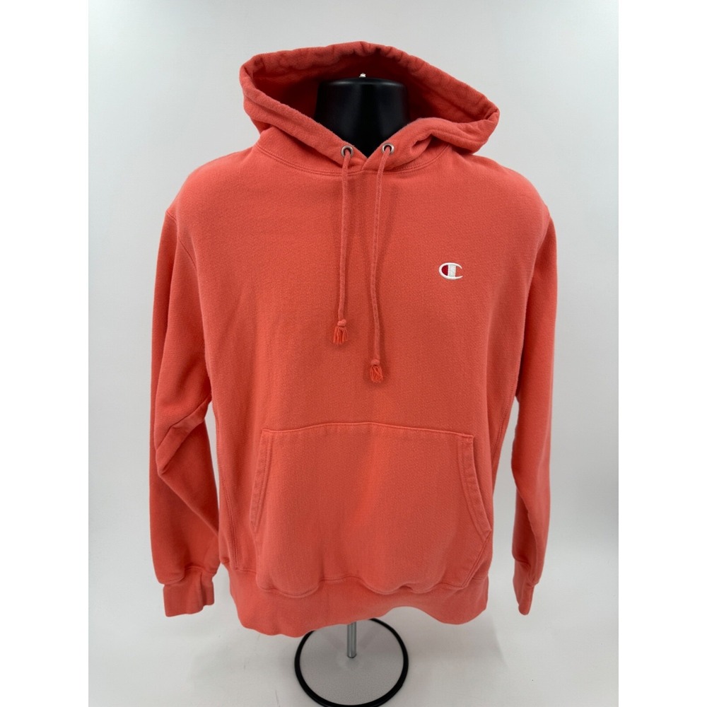 Champion Reverse Weaver Rust/Burnt Orange C‎ Logo Blank Hoodie Sweatshirt Medium